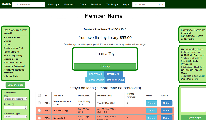 Member page